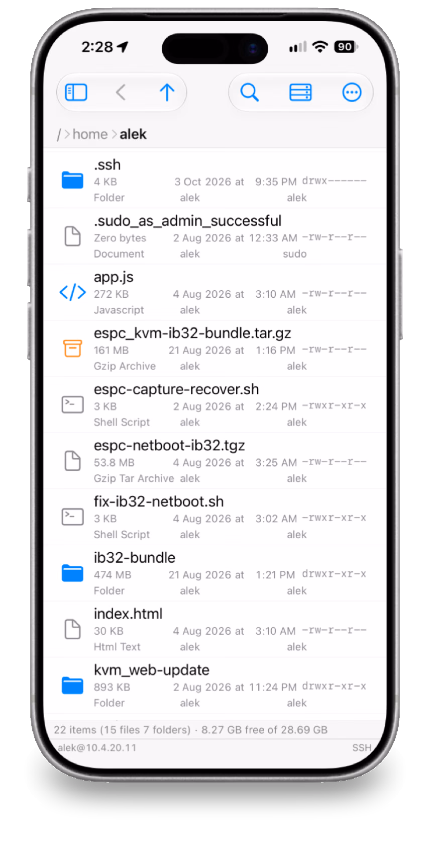 Remote file list on iPhone